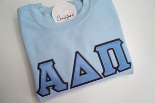 Basic Greek Stitched Lettered Embroidered Crewneck/Hoodie