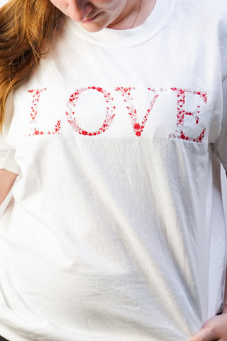 Floral LOVE Embroidered T-Shirt